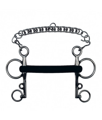 Mors Pelham droit cintré caoutchouc