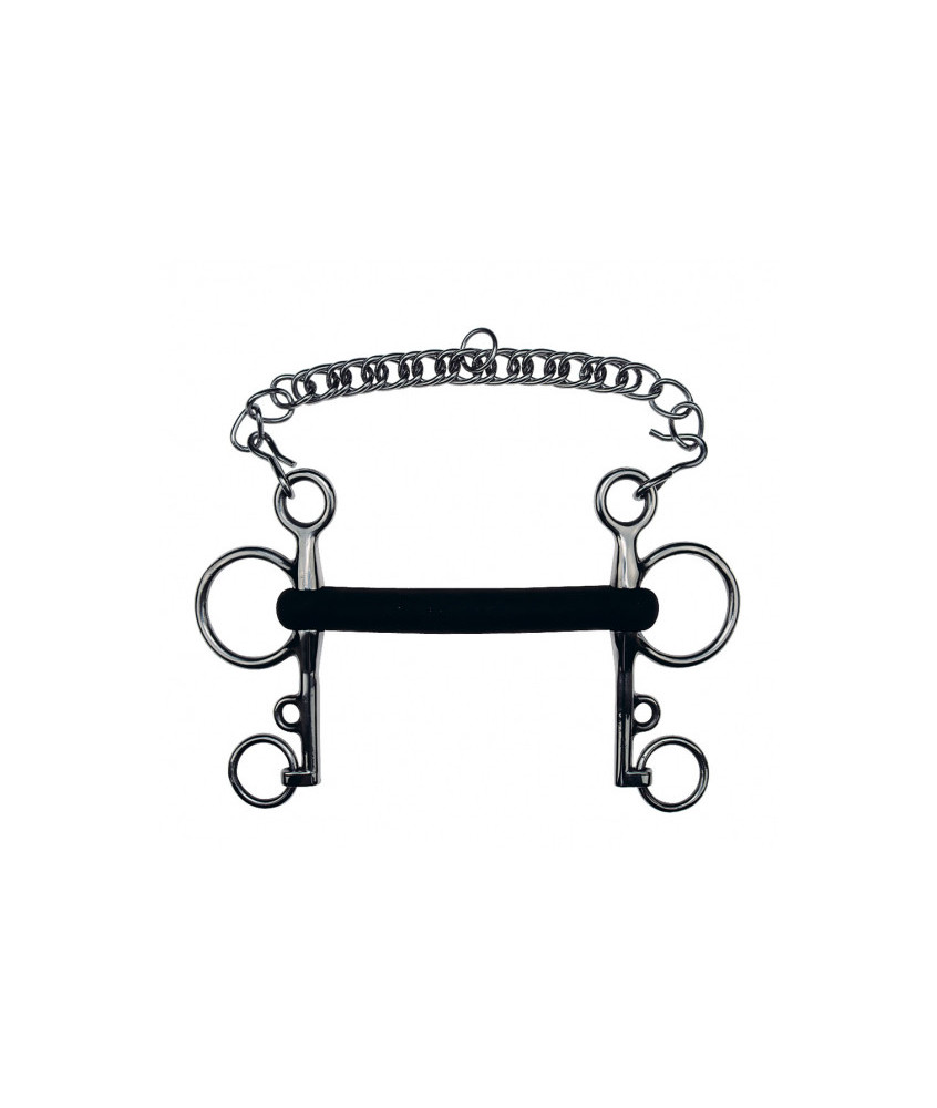 Mors Pelham droit cintré caoutchouc